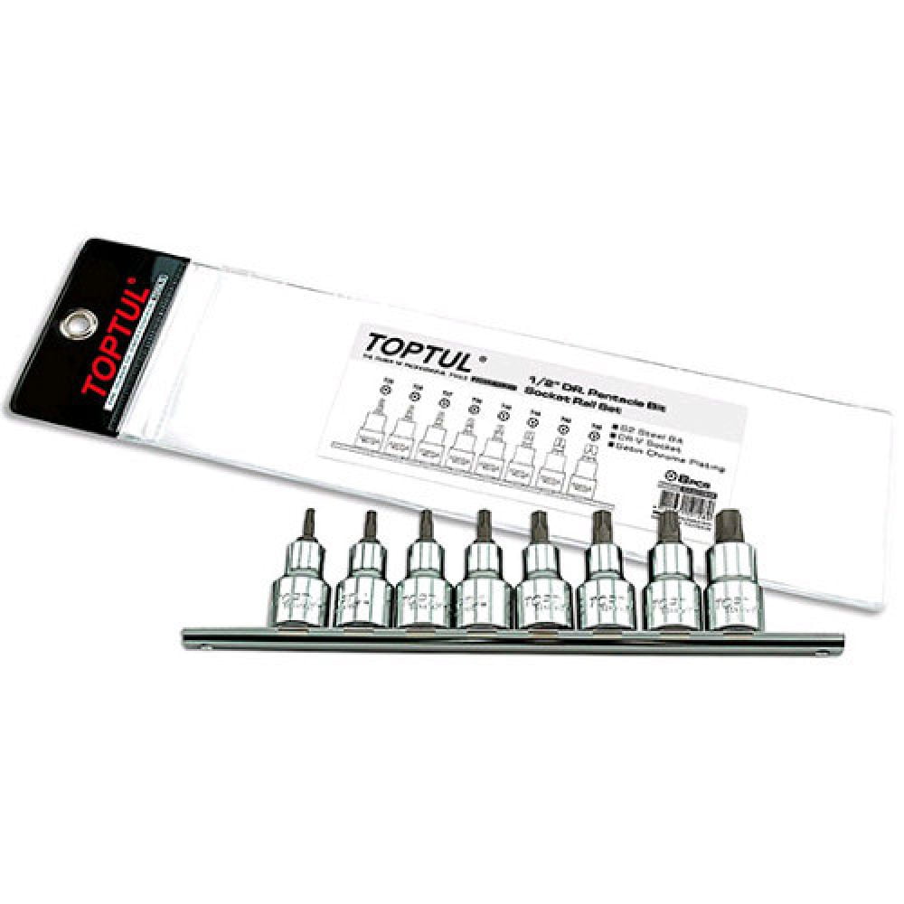 gaag0806 Набор бит пятигранных впрессованных в головку 1/2″ TORX T20-T55 с отверстием 8 ед. TOPTUL GAAG0806