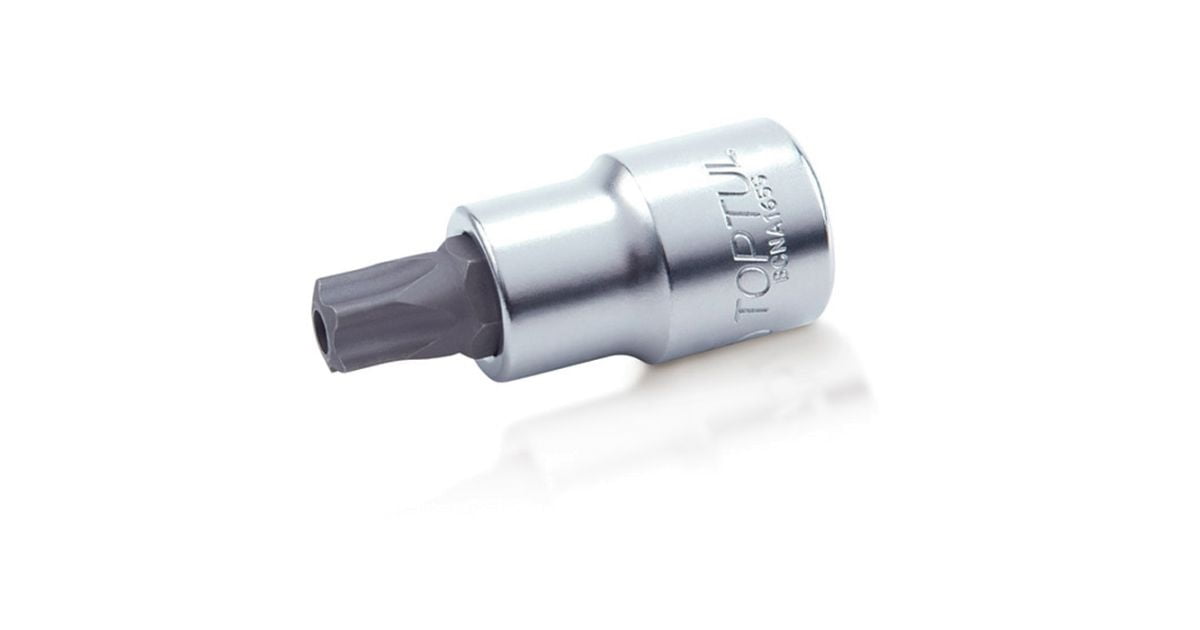 Набор бит пятигранных впрессованных в головку 1/2" TORX T20-T55 с отверстием 8 ед. TOPTUL GAAG0806 Набор бит пятигранных впрессованных в головку 1/2" TORX T20-T55 с отверстием 8 ед. TOPTUL GAAG0806