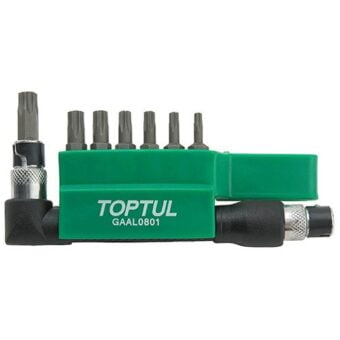 Набор бит 1/4" звездочек TORX T10H-T40H и Г-образный переходник 8ед. TOPTUL GAAL0801 Набор бит 1/4" звездочек TORX T10H-T40H и Г-образный переходник 8ед. TOPTUL GAAL0801