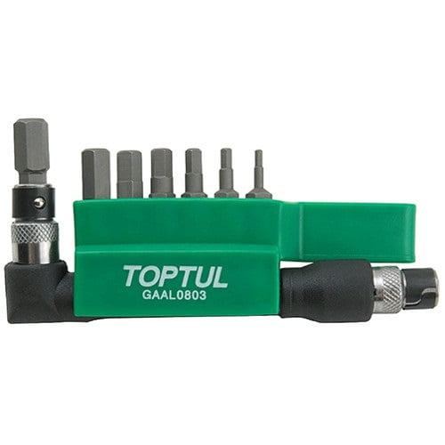 gaal0803 Набор бит 1/4″ шестигранных HEX 2-8 мм и Г-образный переходник 8 ед. TOPTUL GAAL0803