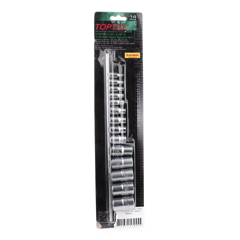 gaar1402 Набор головок TORX 1/4″-1/2″ E4-E24 14 ед. звезда Давида TOPTUL GAAR1402
