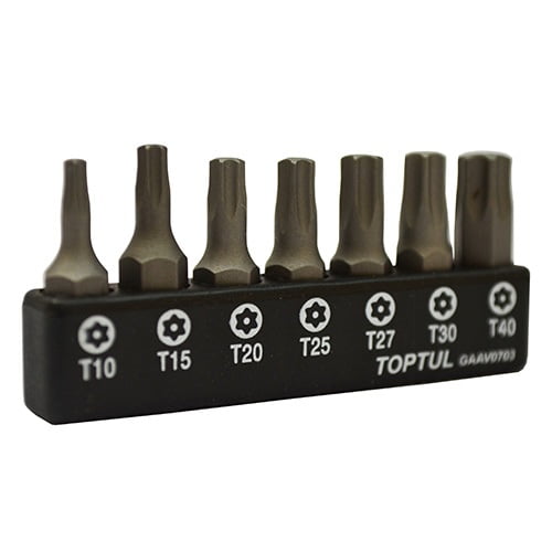 Набор бит 1/4" 7ед. звездочек Torx: T10-T40 с отверстием TOPTUL GAAV0703 Набор бит 1/4" 7ед. звездочек Torx: T10-T40 с отверстием TOPTUL GAAV0703