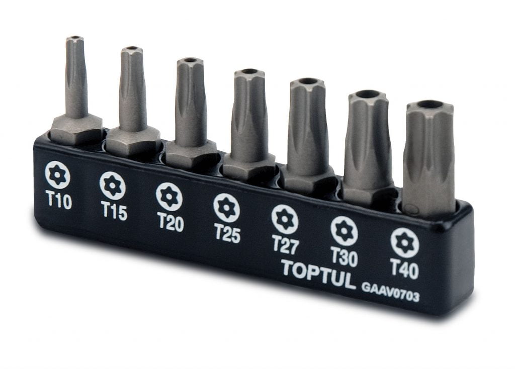 gaav0703 Набор бит 1/4″ 7ед. звездочек Torx: T10-T40 с отверстием TOPTUL GAAV0703