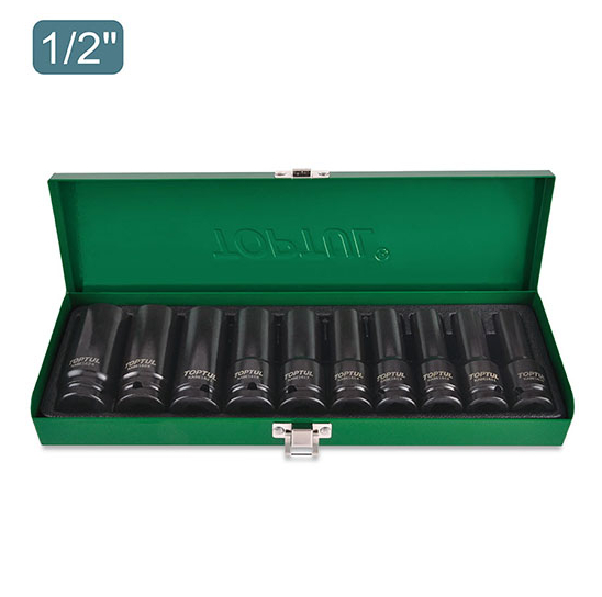gdad1002 Набор головок ударных длинных 1/2″ 10-24 мм 10 ед. TOPTUL GDAD1002