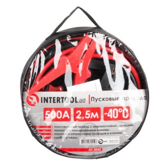 Пусковые провода 500А, 2.5м, до -40°C, чехол INTERTOOL AT-3045 Пусковые провода 500А, 2.5м, до -40°C, чехол INTERTOOL AT-3045