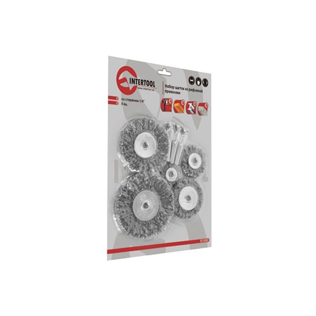 intertool-bt-0500-photo-1 Набор щеток проволочных для дрели 5шт, 1/4″ INTERTOOL BT-0500