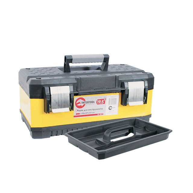 intertool-bx-2019-photo-1 Ящик для инструментов с металлическими замками, 19,5″ 498x289x222 мм INTERTOOL BX-2019