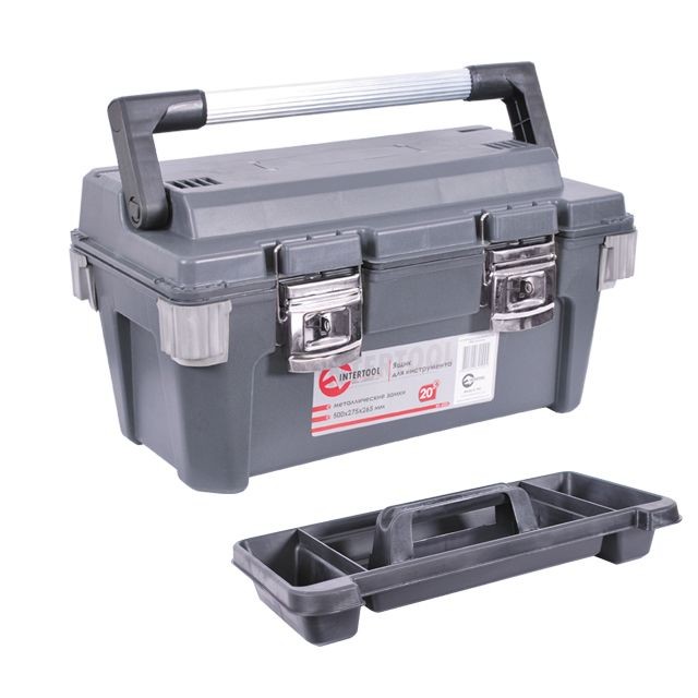 intertool-bx-6020-photo-1 Ящик для инструмента с металлическими замками 20″ 500x275x265 мм INTERTOOL BX-6020