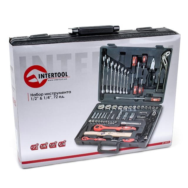 Профессиональный набор инструмента 1/2" & 1/4" 72 ед. INTERTOOL ET-6073 Профессиональный набор инструмента 1/2" & 1/4" 72 ед. INTERTOOL ET-6073
