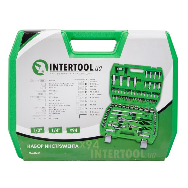 Набор инструментов 1/2" и 1/4" 94ед INTERTOOL ET-6094SP Набор инструментов 1/2" и 1/4" 94ед INTERTOOL ET-6094SP