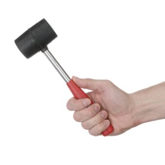 Киянка резиновая 340 г, 55 мм, черная резина, металлич. ручка INTERTOOL HT-0229