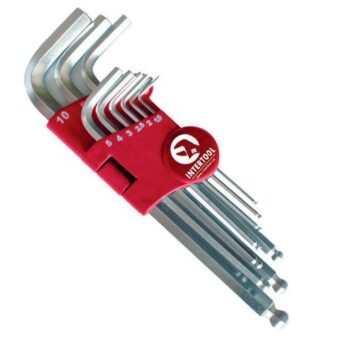 Набор шестигранных ключей, шарообразнй наконечник, 9 ед., 1,5-10 мм INTERTOOL HT-0603