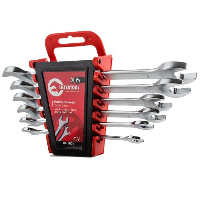 intertool-ht-1001-photo-1 Набор рожковых ключей 6 шт., 6-17 мм Cr-V INTERTOOL HT-1001