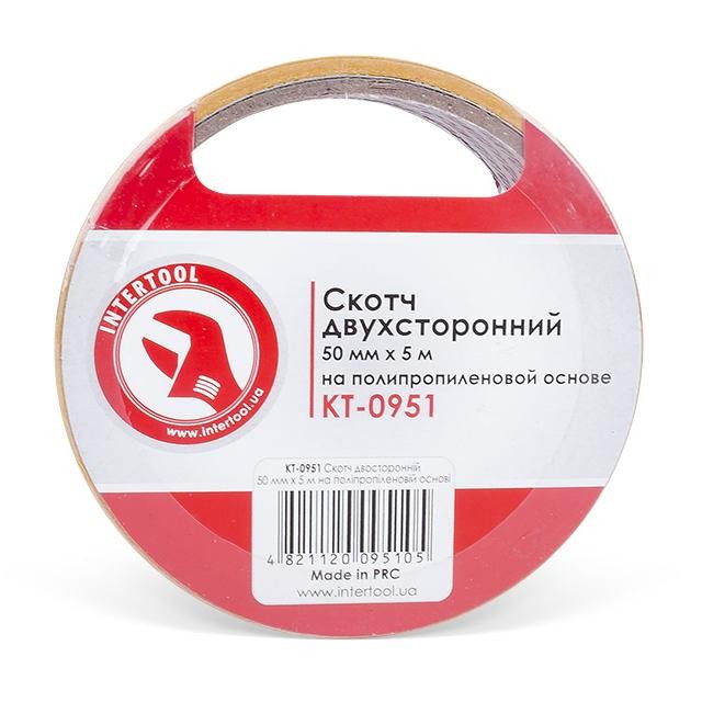 intertool-kt-0951-photo-1 Скотч двухсторонний ширина 50 мм на полипропиленовой основе INTERTOOL
