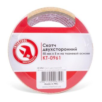 Скотч двухсторонний ширина 50 мм на тканевой основе INTERTOOL Скотч двухсторонний ширина 50 мм на тканевой основе INTERTOOL