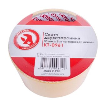 Скотч двухсторонний ширина 50 мм на тканевой основе INTERTOOL Скотч двухсторонний ширина 50 мм на тканевой основе INTERTOOL