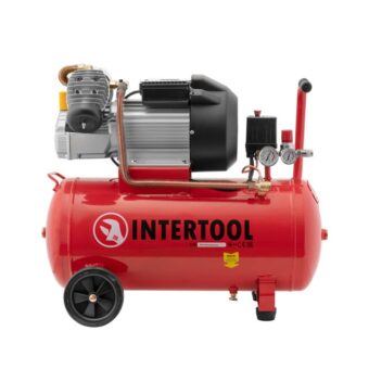 Компрессор 50 л, 3 кВт, 220 В, 8 атм, 420 л/мин, 2 цилиндра INTERTOOL PT-0007
