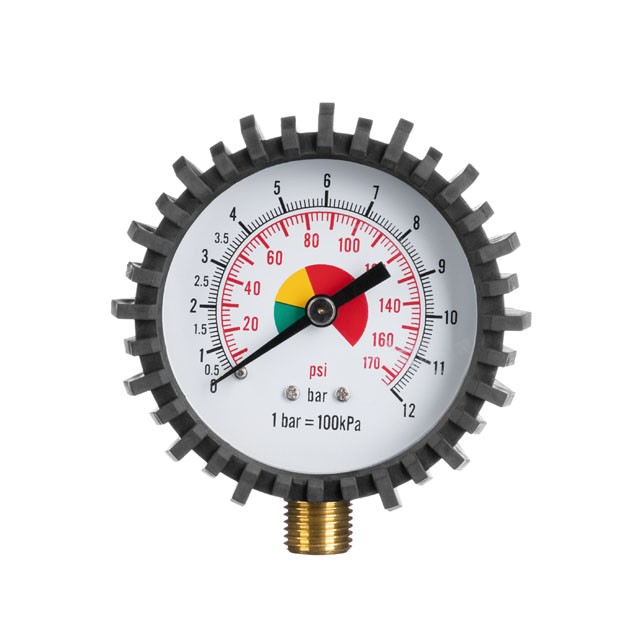 intertool-pt-0502-photo-1 Манометр к пистолету для подкачки с резиновым покрытием диаметр, 63 мм, NPTF 1/8″ 10.30×0.94 мм INTERTOOL PT-0502