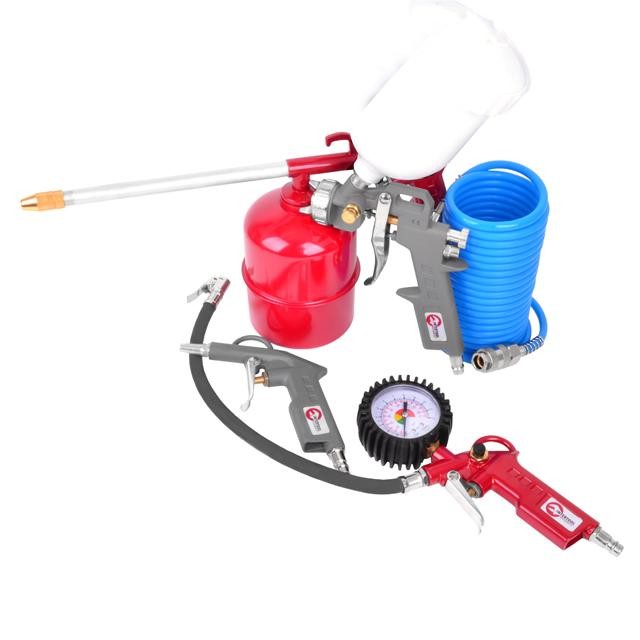 intertool-pt-1502-photo-1 Набор покрасочный пневматический 5 ед., шланг спиральный полиуретановый INTERTOOL PT-1502