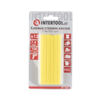 Комплект желтых клеевых стержней 7.4 мм, 12шт. INTERTOOL Комплект желтых клеевых стержней 7.4 мм, 12шт. INTERTOOL