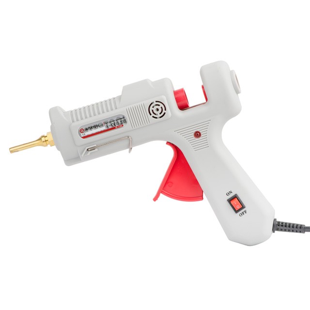 intertool-rt-1105-photo-1 Пистолет клеевой 90 (290) Вт, 230 В, 215-230°C под стержни 10.8-11.5мм, 13-30 г/мин., удлин. сопло, выключатель. INTERTOOL RT-1105