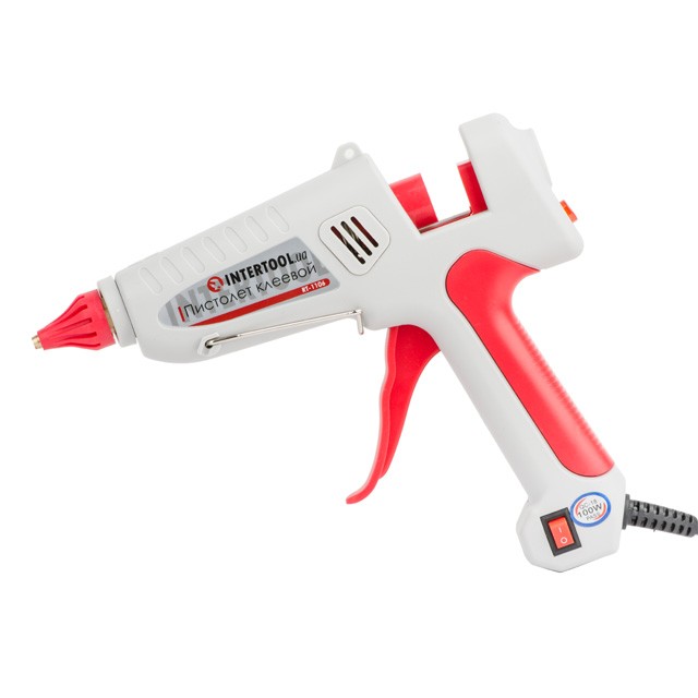intertool-rt-1106-photo-1 Пистолет клеевой 100 (300) Вт, 230 В, 215-230°C под стержни 10.8-11.5 мм, 13-30 г/мин., выключатель INTERTOOL RT-1106