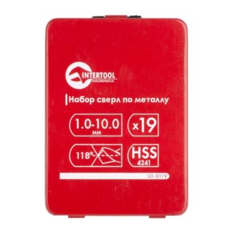 Набор сверл по металлу HSS 19 шт (1.0-10.0) INTERTOOL SD-0119 Набор сверл по металлу HSS 19 шт (1.0-10.0) INTERTOOL SD-0119