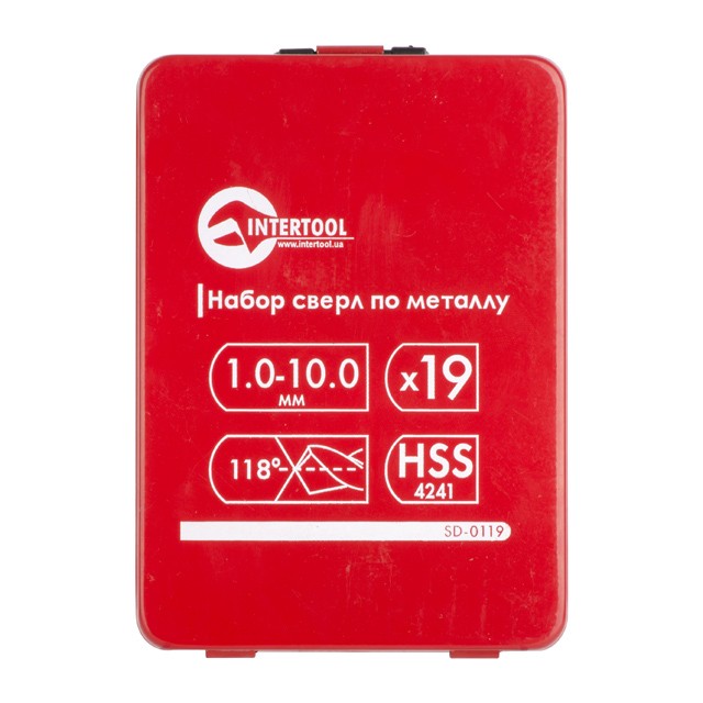 Набор сверл по металлу HSS 19 шт (1.0-10.0) INTERTOOL SD-0119 Набор сверл по металлу HSS 19 шт (1.0-10.0) INTERTOOL SD-0119