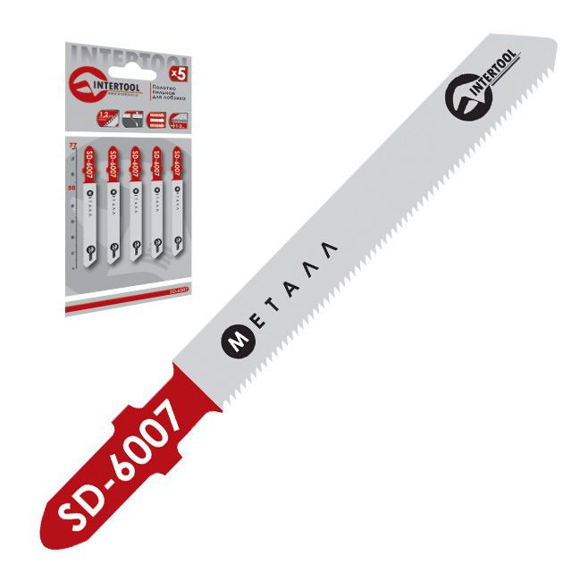 intertool-sd-6007-photo-1 Полотно пильное для лобзика рабочая длина 50 мм, шаг зуба 1,2 мм для работы c тонким металлом INTERTOOL SD-6007