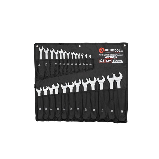 intertool-xt-1000-photo-1 Набор ключей комбинированных 25 шт 6-28, 30, 32 мм; DIN3113, STORM INTERTOOL XT-1000