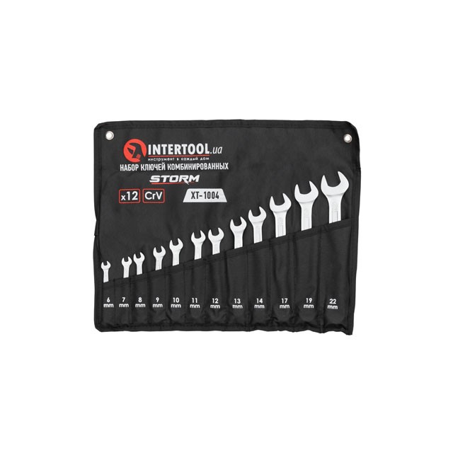 intertool-xt-1004-photo-1 Набор ключей комбинированных 12шт. 6-14, 17, 19, 22 мм, DIN3113, STORM INTERTOOL XT-1004