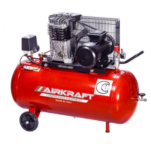 kompressor-100-l-360lmin-220v-22kvt-airkraft-ak100-360m-220-italy Компрессор поршневой с ременным приводом AK100-360M-220-ITALY AIRKRAFT