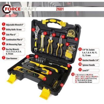 Набор инструментов 60 предметов 1/4"(6гр.)(4-13мм) FORCEKRAFT FK-2601