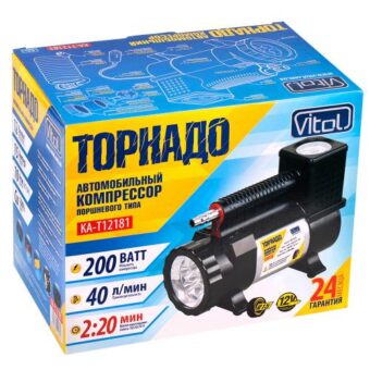 Компрессор автомобильный "Торнадо" КА-Т12181 150psi/15Amp/40л/фонарь/прикур.+переходник/шланг 3,0 м Компрессор автомобильный "Торнадо" КА-Т12181 150psi/15Amp/40л/фонарь/прикур.+переходник/шланг 3,0 м