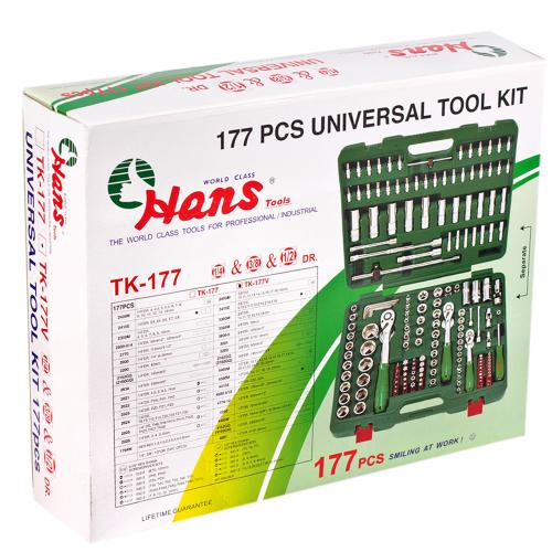 Набор инструмента HANS 177 предметов 1/4", 3/8",1/2" (ТК-177V/ТК-177) Набор инструмента HANS 177 предметов 1/4", 3/8",1/2" (ТК-177V/ТК-177)