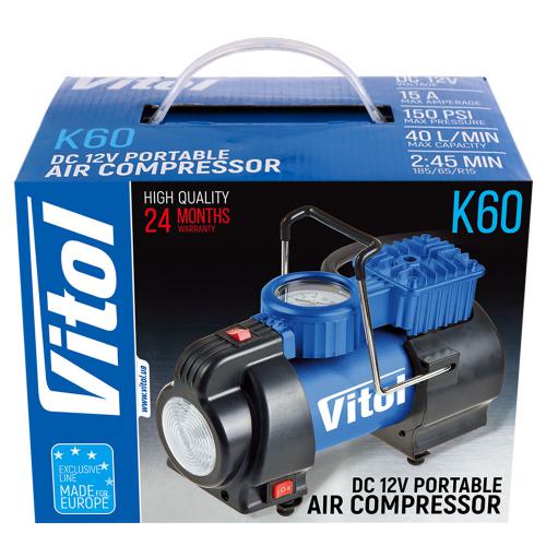 Компрессор автомобильный "ViTOL" К-60 150psi/15Amp/40л/фонарь/прикуриватель Компрессор автомобильный "ViTOL" К-60 150psi/15Amp/40л/фонарь/прикуриватель