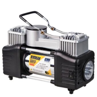 Компрессор автомобильный "Вулкан" КА-В12122 150psi/25Amp/90л/клеммы/шланг 7,5м с дефлятором/фонарь/2 цилиндра Компрессор автомобильный "Вулкан" КА-В12122 150psi/25Amp/90л/клеммы/шланг 7,5м с дефлятором/фонарь/2 цилиндра
