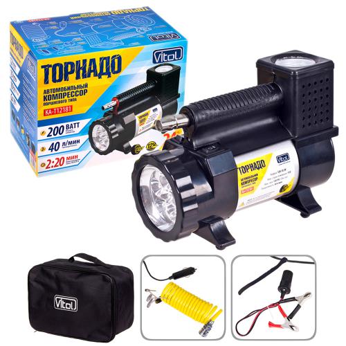 Компрессор автомобильный "Торнадо" КА-Т12181 150psi/15Amp/40л/фонарь/прикур.+переходник/шланг 3,0 м Компрессор автомобильный "Торнадо" КА-Т12181 150psi/15Amp/40л/фонарь/прикур.+переходник/шланг 3,0 м