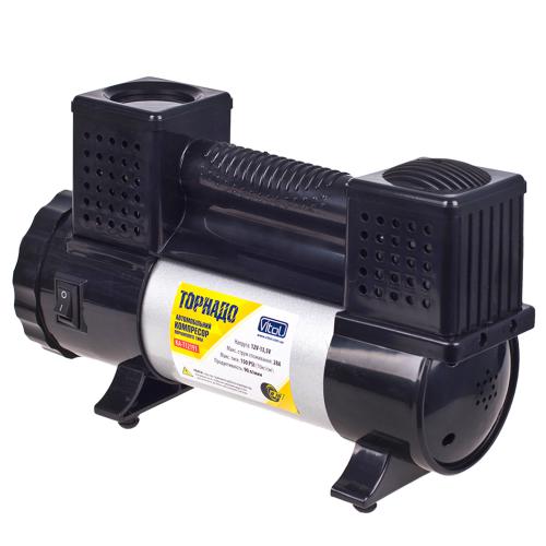 Компрессор автомобильный "Торнадо" КА-Т12191 150psi/28Amp/90л/клеммы/фонарь/шланг 7,5м с дефлятором/2 цилиндра Компрессор автомобильный "Торнадо" КА-Т12191 150psi/28Amp/90л/клеммы/фонарь/шланг 7,5м с дефлятором/2 цилиндра