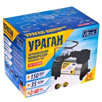 Компрессор автомобильный "Ураган" КА-У12040 100psi/12Amp/35л/прикур.+ переходник Компрессор автомобильный "Ураган" КА-У12040 100psi/12Amp/35л/прикур.+ переходник
