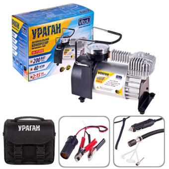 Компрессор автомобильный "Ураган" КА-У12050 150psi/15Amp/40л/прикур.+ переходник Компрессор автомобильный "Ураган" КА-У12050 150psi/15Amp/40л/прикур.+ переходник
