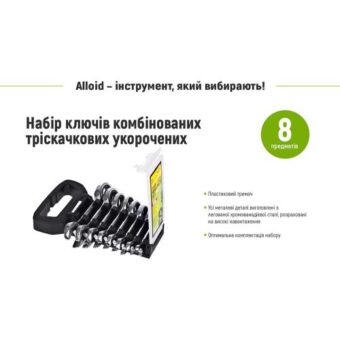Набор ключей комбинированных Alloid с трещоткой 8 предм, 8-19 мм(НК-2081-8) Набор ключей комбинированных Alloid с трещоткой 8 предм, 8-19 мм(НК-2081-8)