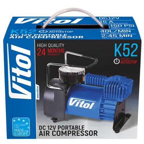 Компрессор автомобильный "ViTOL" К-52 150psi/15Amp/40л/Автостоп/прикуриватель Компрессор автомобильный "ViTOL" К-52 150psi/15Amp/40л/Автостоп/прикуриватель