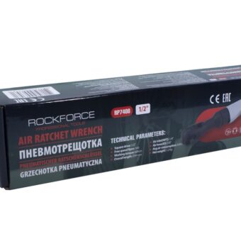 Пневмотрещотка 68 Нм, 1/2'' (потребление 77л/мин, 160 об/мин, L-254мм,6.3Bar,штуцер 1/4'') RF-RP7408 ROCKFORCE Пневмотрещотка 68 Нм, 1/2'' (потребление 77л/мин, 160 об/мин, L-254мм,6.3Bar,штуцер 1/4'') RF-RP7408 ROCKFORCE