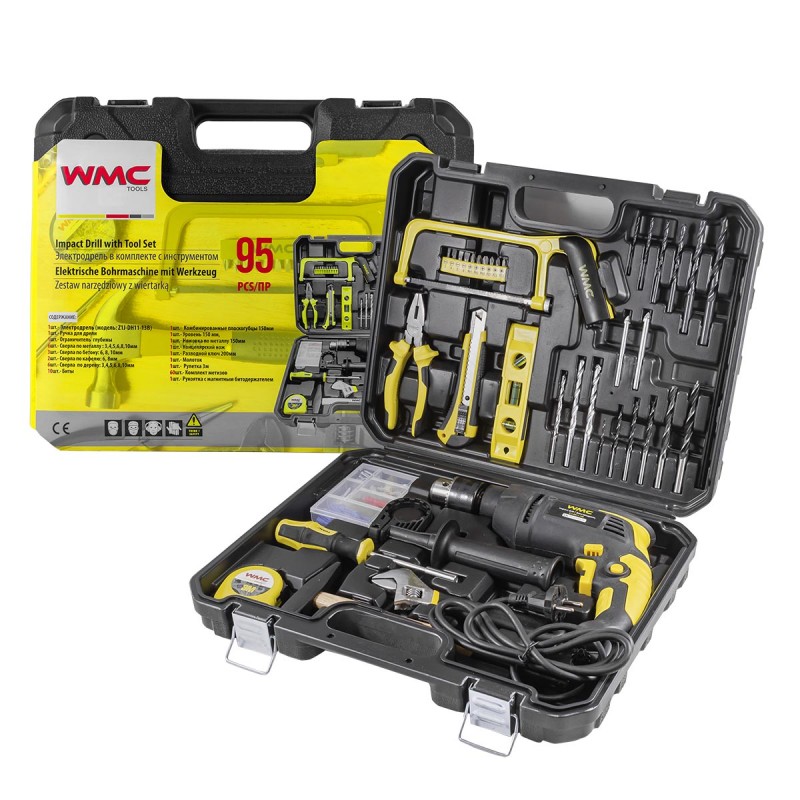 Дрель ударная в наборе 95 ед комплект WMC Tools WT-1095 Дрель ударная в наборе 95 ед комплект WMC Tools WT-1095