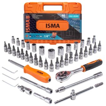 Набор инструмента 46 пр. 1/4'' (6-гран.) (4-14 мм) IS-2462-5 EURO ISMA Набор инструмента 46 пр. 1/4'' (6-гран.) (4-14 мм) IS-2462-5 EURO ISMA