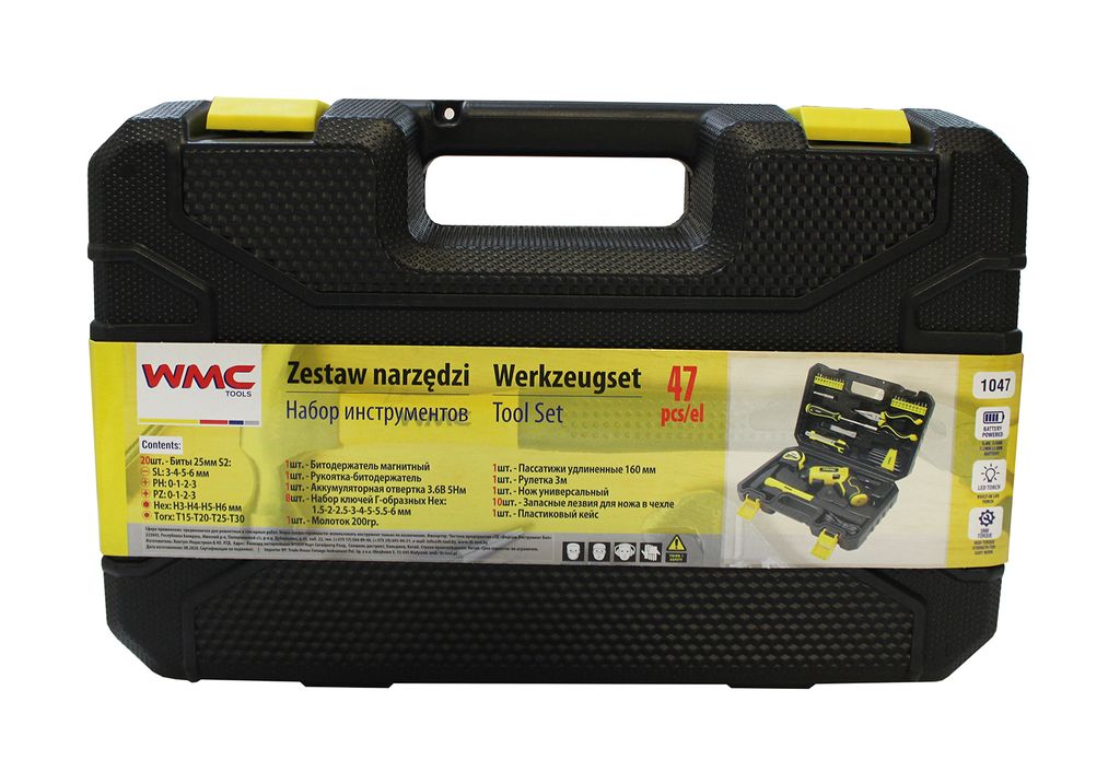 Аккумуляторная отвертка 47 предметов WMC TOOLS WT-1047 Аккумуляторная отвертка 47 предметов WMC TOOLS WT-1047