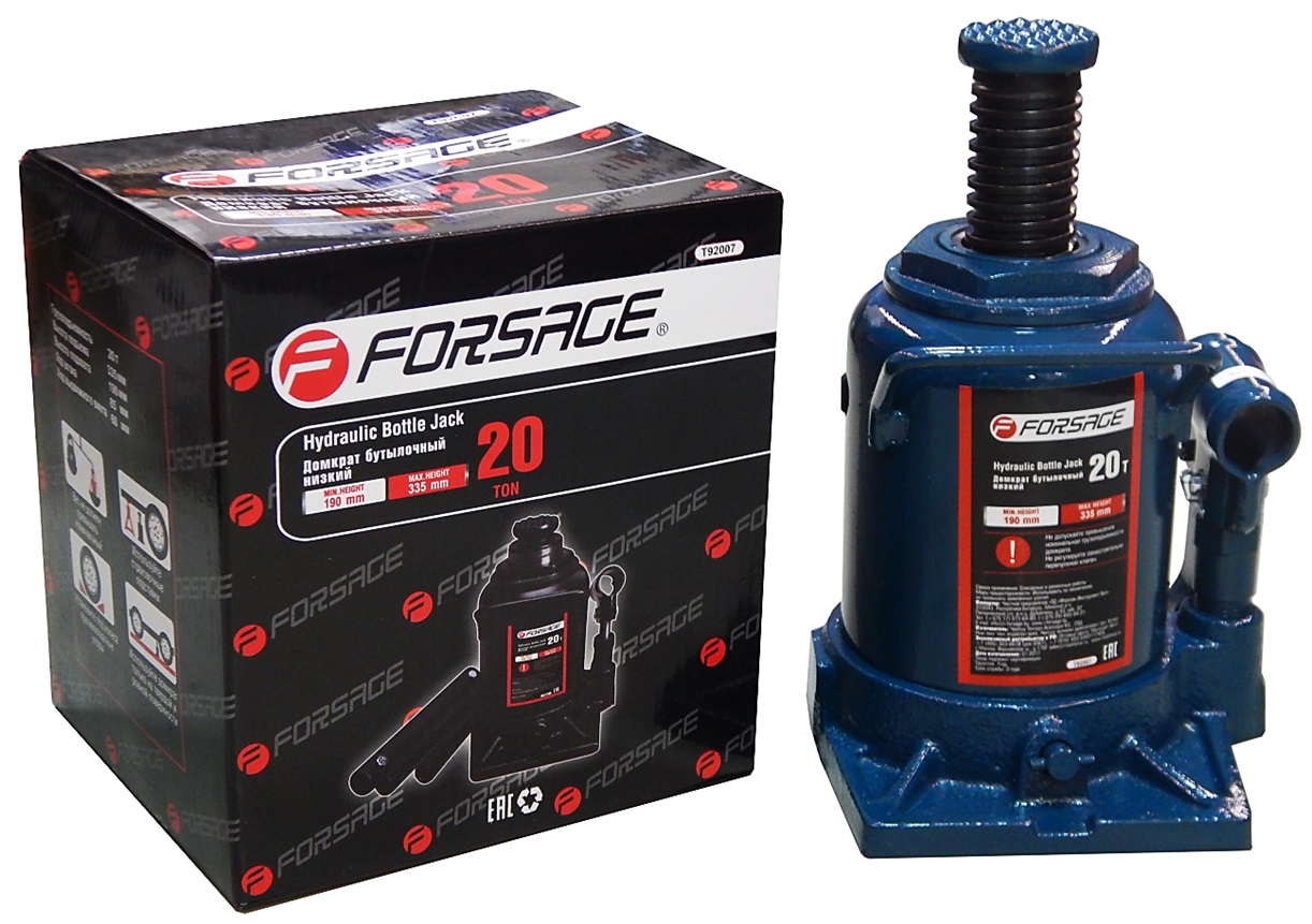 Домкрат бутылочный 20 т низкий с клапаном (h min 190 мм, h max 335 мм) Forsage F-T92007