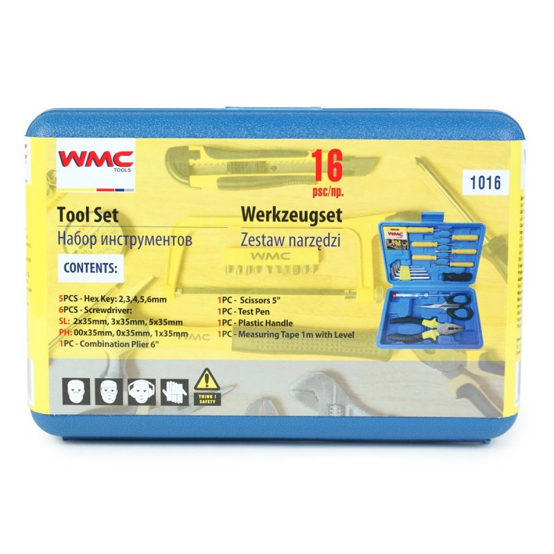 Набор шарнирно-губцевого инструмента и отвёрток 16пр., в кейсе WT-1016 WMC TOOLS Набор шарнирно-губцевого инструмента и отвёрток 16пр., в кейсе WT-1016 WMC TOOLS