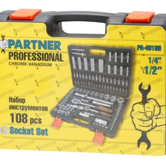 Набор инструмента 108 предметов 1/4" 1/2" (6-гран) (4-32мм) Partner PA-40108 Набор инструмента 108 предметов 1/4" 1/2" (6-гран) (4-32мм) Partner PA-40108